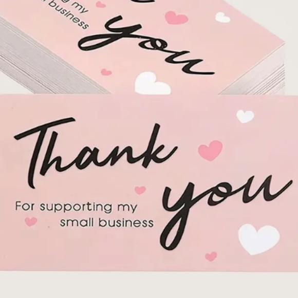 NEW 50 PCS PINK THANK YOU FOR SUPPORTING MY SMALL BUSINESS APPRECIATION CARDS - Picture 3 of 3